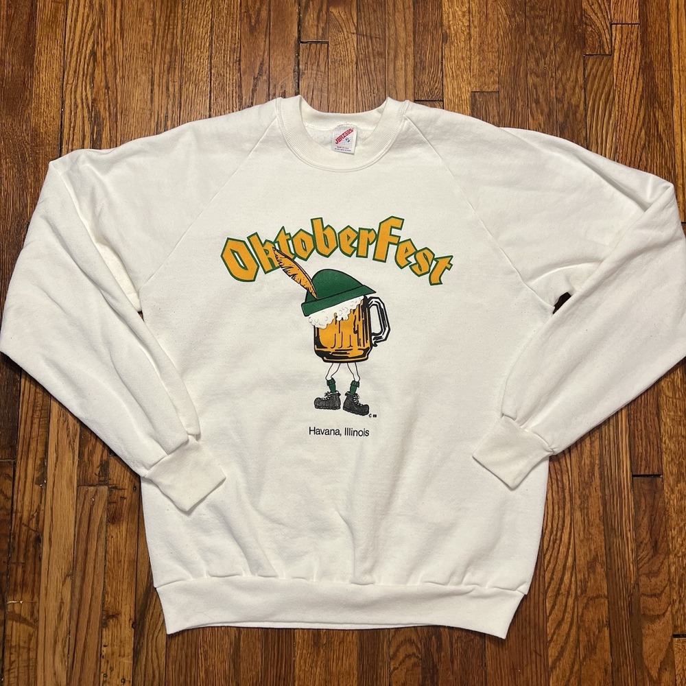 Oktoberfest Jerzees Crewneck Vintage '89 White Size Adult XL